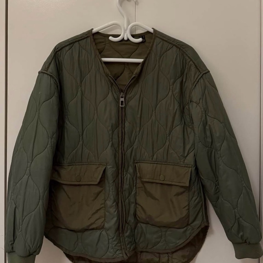 Only Olive Green Quilted Bomber Jacket
